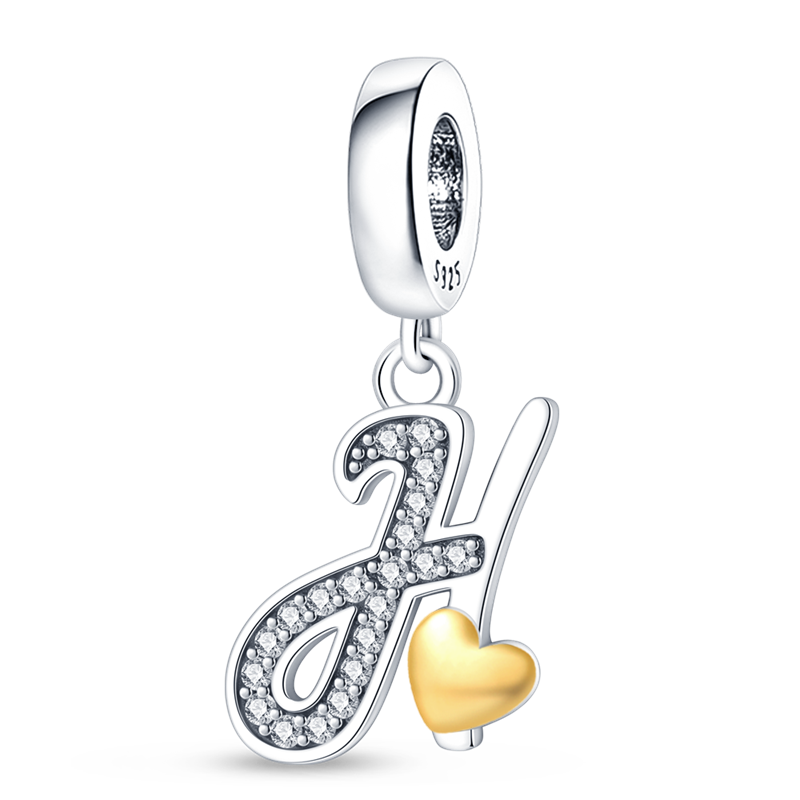 Charms Alfabeto A-Z con Corazón Dorado