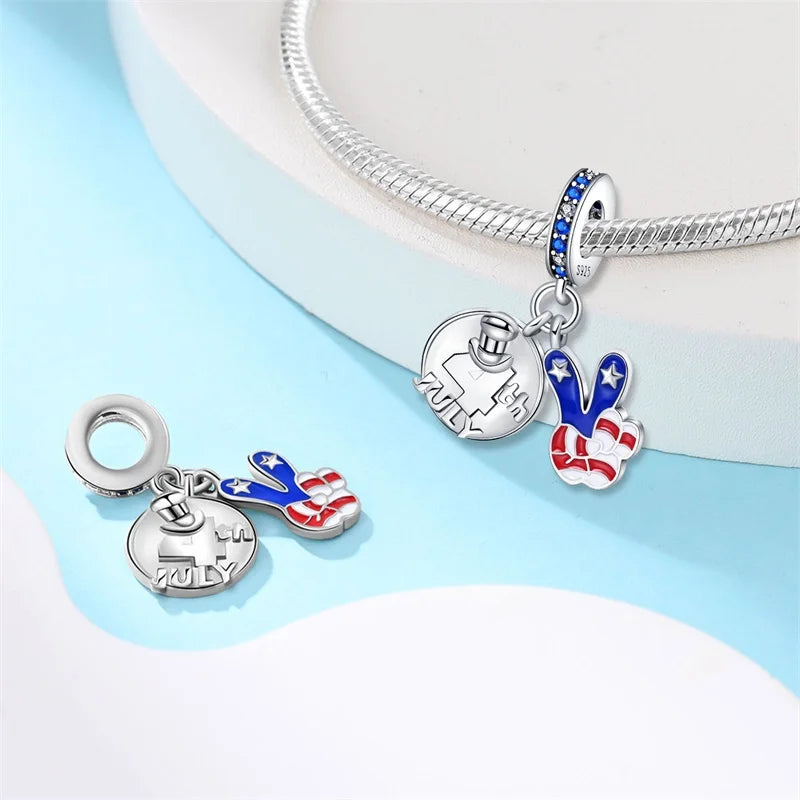 Charm Colgante Medalla  / July 4th