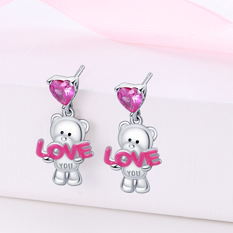 Pendientes Osito Adorable "LOVE YOU"