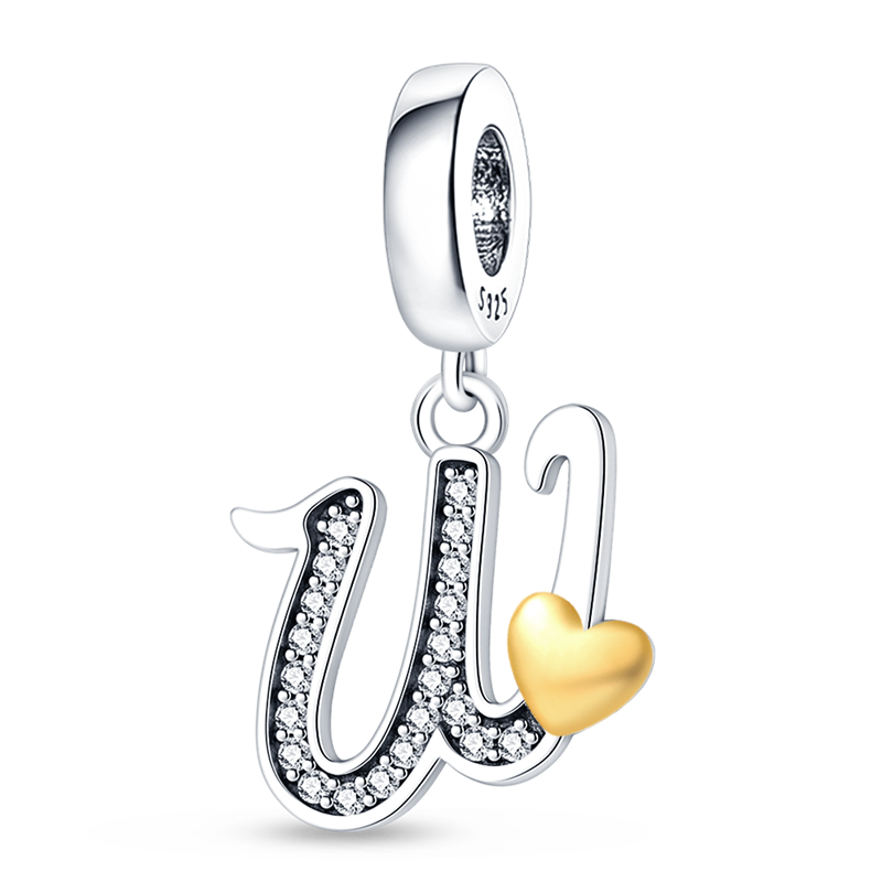 Charms Alfabeto A-Z con Corazón Dorado