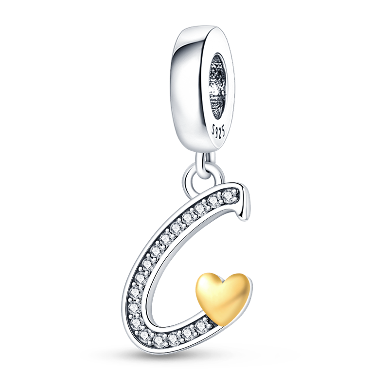 Charms Alfabeto A-Z con Corazón Dorado