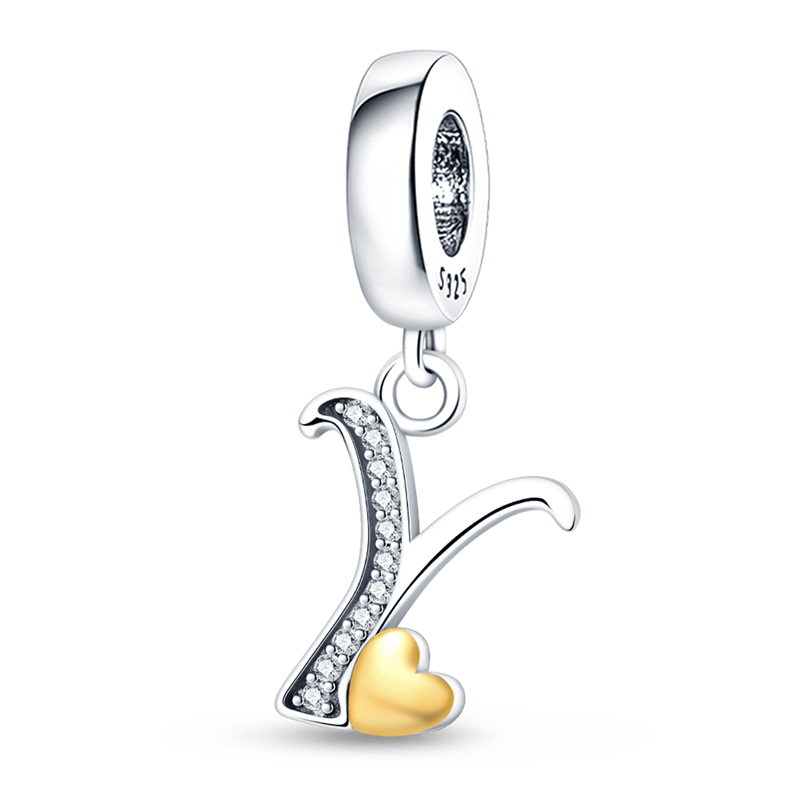 Charms Alfabeto A-Z con Corazón Dorado