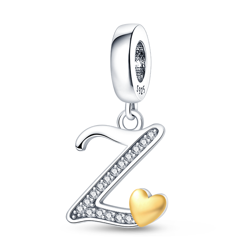 Charms Alfabeto A-Z con Corazón Dorado