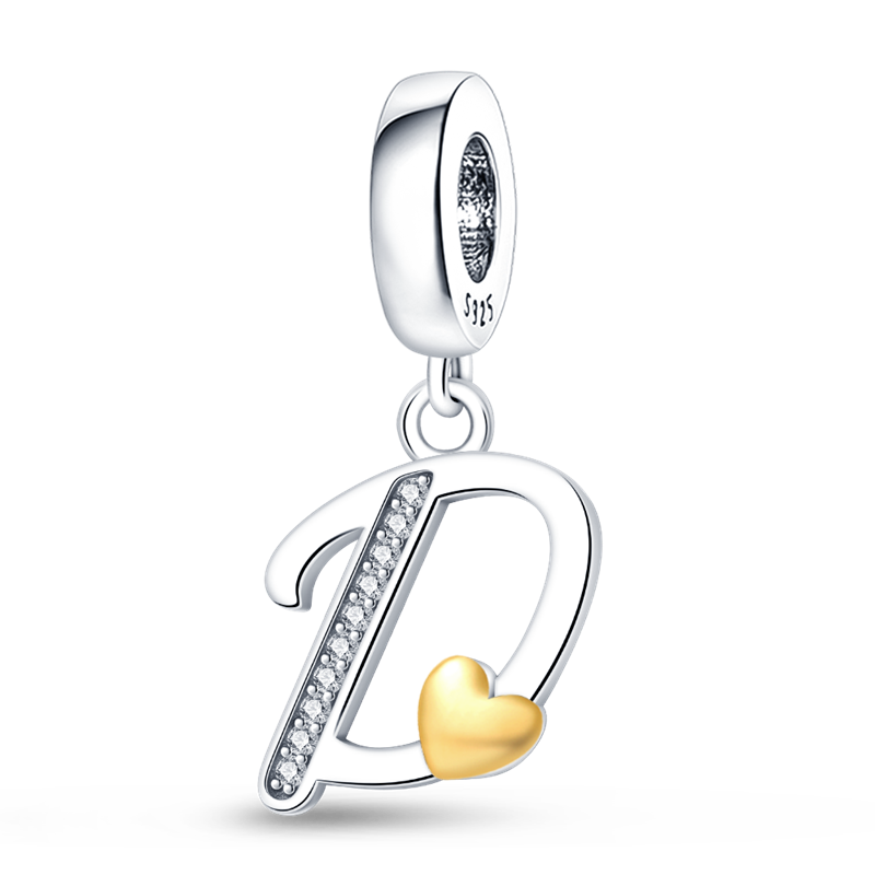 Charms Alfabeto A-Z con Corazón Dorado