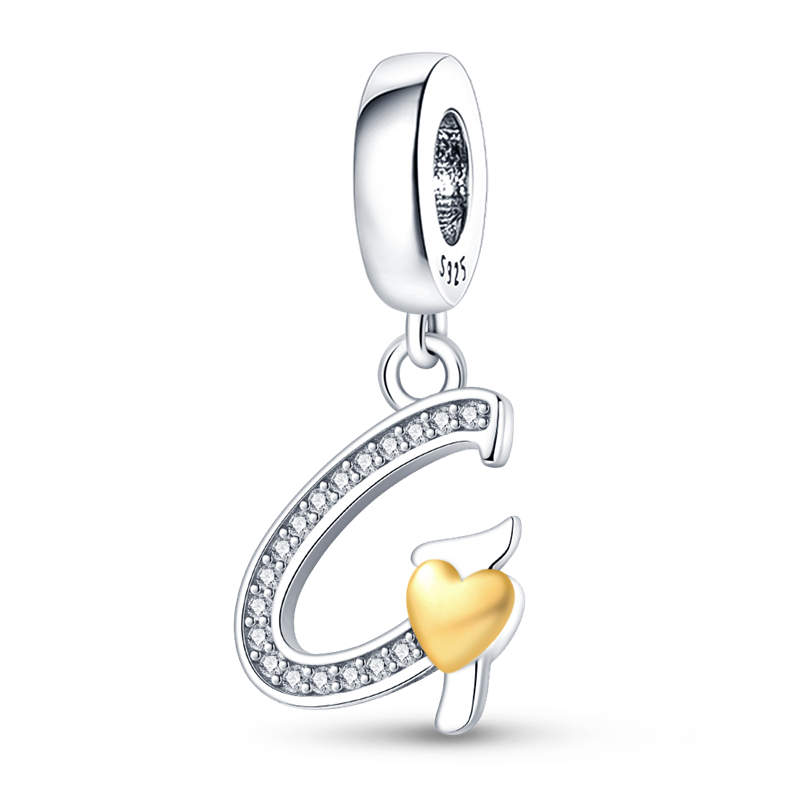 Charms Alfabeto A-Z con Corazón Dorado