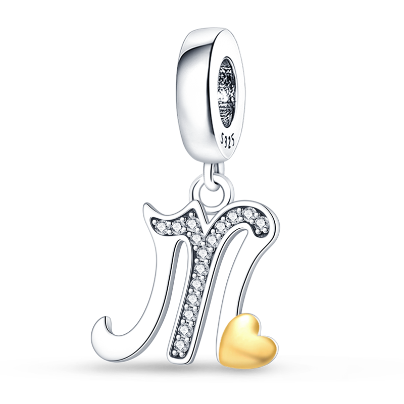 Charms Alfabeto A-Z con Corazón Dorado