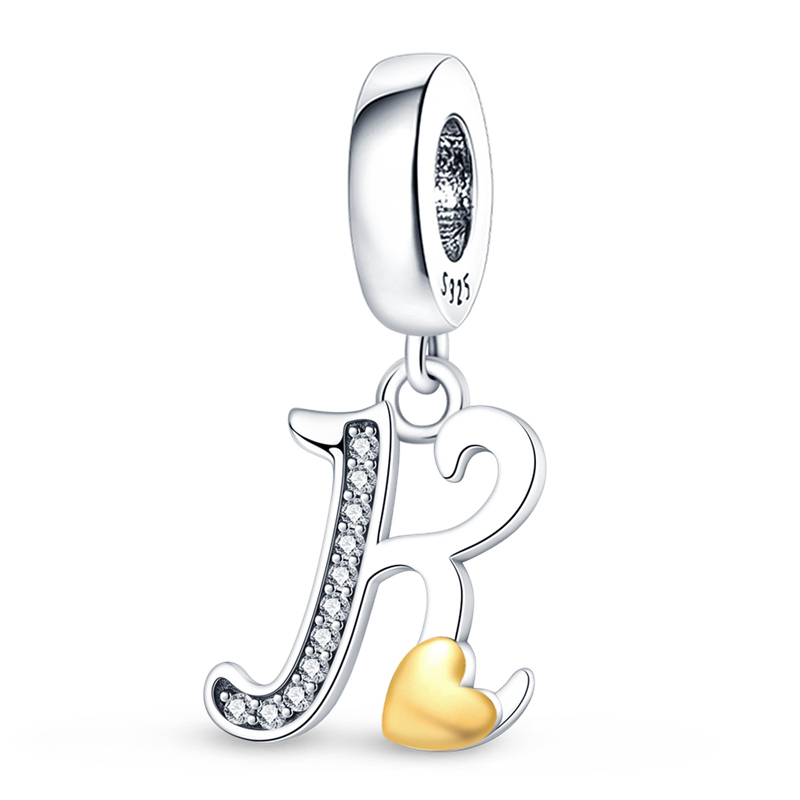 Charms Alfabeto A-Z con Corazón Dorado