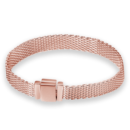 Brazalete Ondas Planas Plata / Oro Rosa