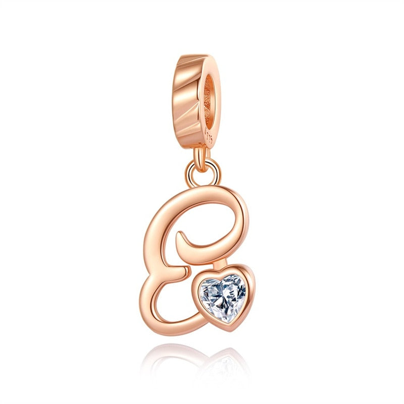 Charms Alfabeto A-Z Dorado Con Corazón Con Brillo