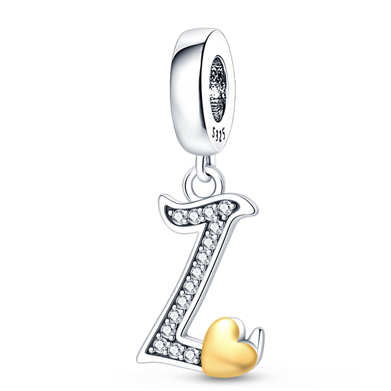 Charms Alfabeto A-Z con Corazón Dorado