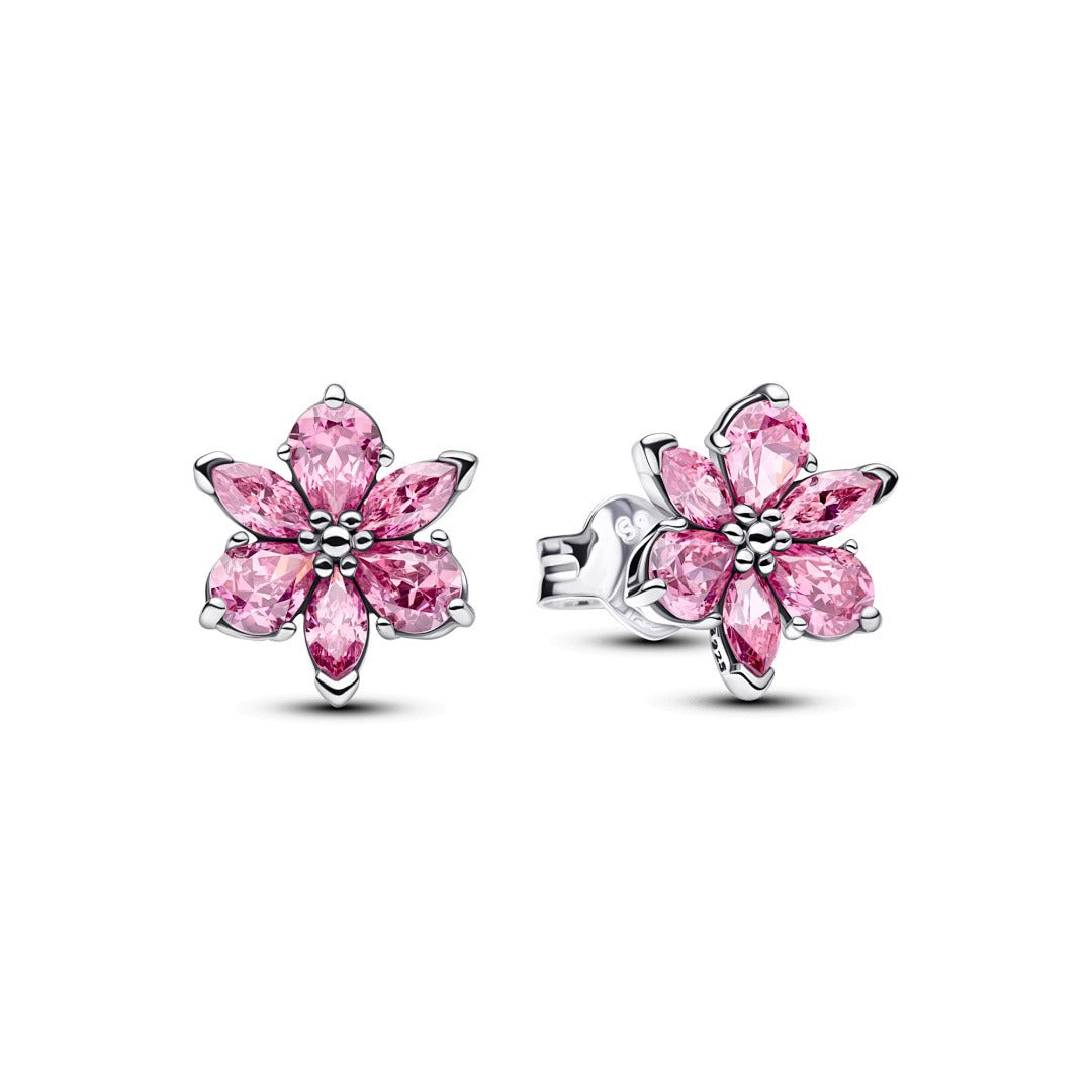 Pendientes De Botón Herbario Rosado