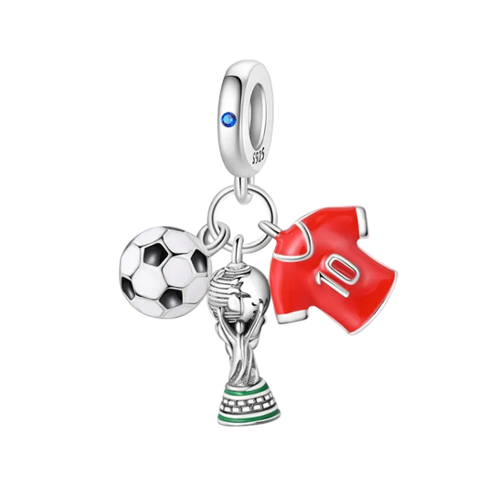 Charm Colgante Copa Del Mundo, Balón Y Jersey 10 De Soccer