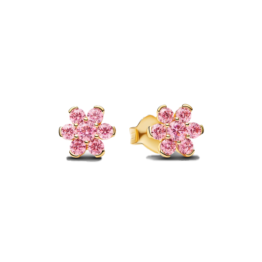 Pendientes De Botón Flor Rosa