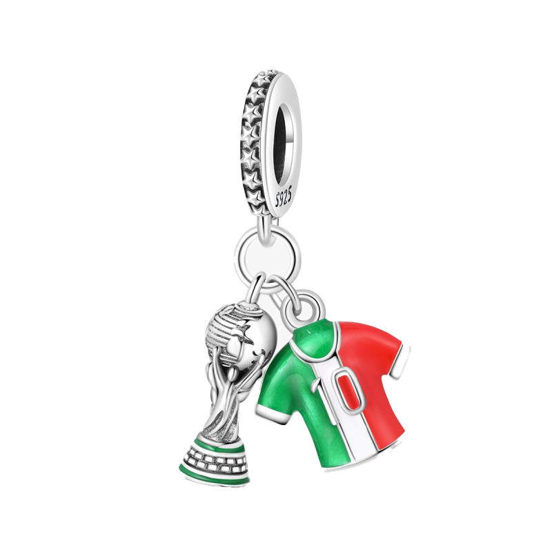 Charm Colgante Copa Del Mundo Y Jersey 10 De Soccer