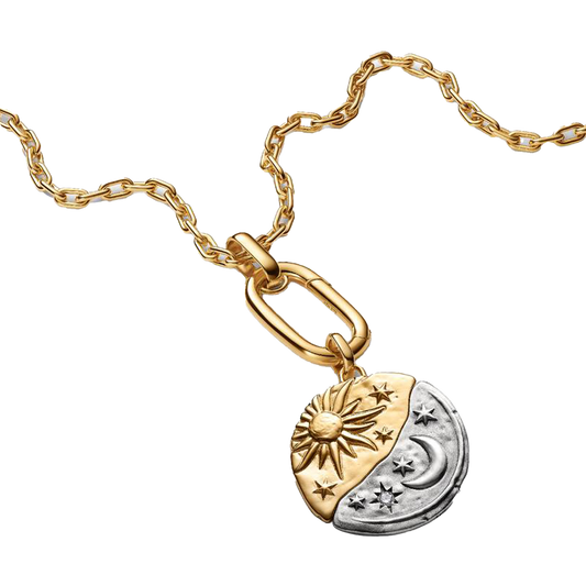 Charm Colgante Medallón Grande Sol Y Luna
