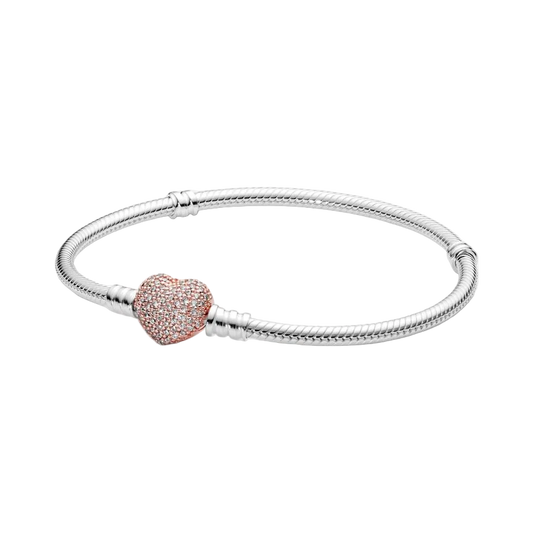 Brazalete De Broche De Corazón Pavé Rosa