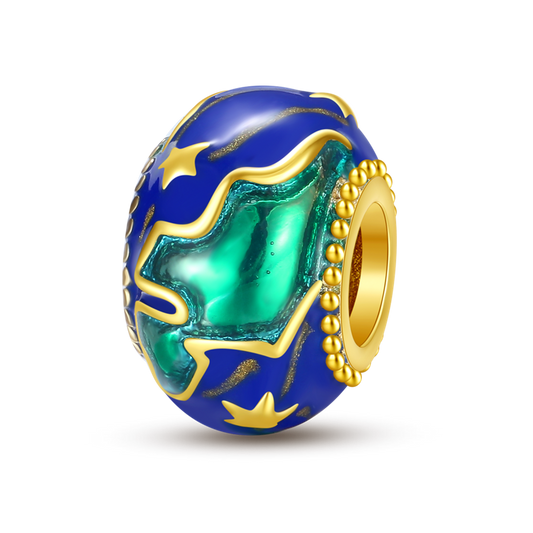 Charm Separador Mapamundi con Detalles En Oro
