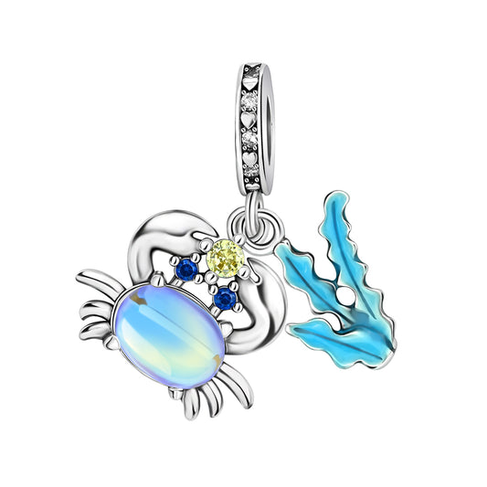 Charm Colgante Azulado Cangrejo & Alga