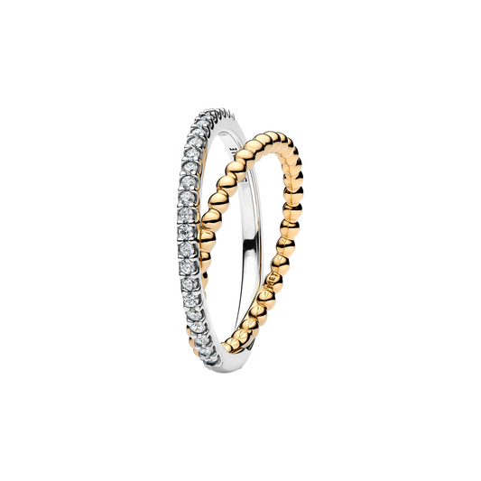 Anillo Doble Cruzado Dos Tonos