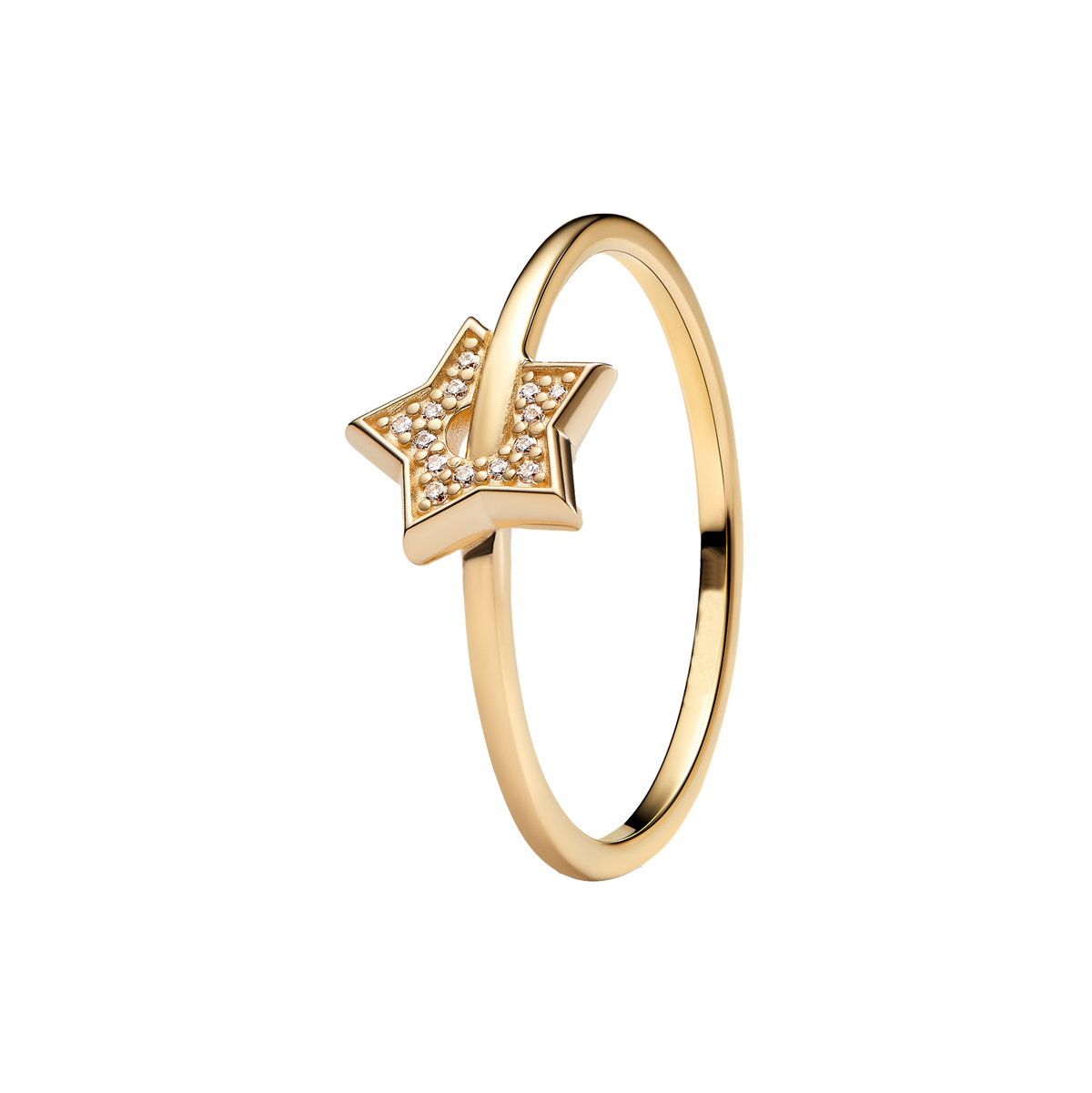 Anillo Estrella Dorada Pavé