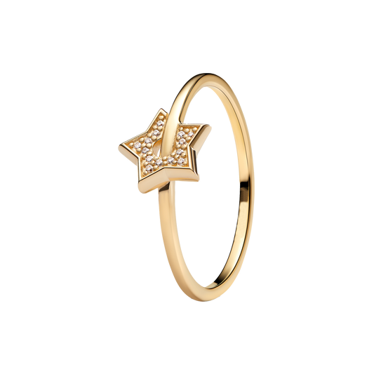 Anillo Estrella Dorada Pavé