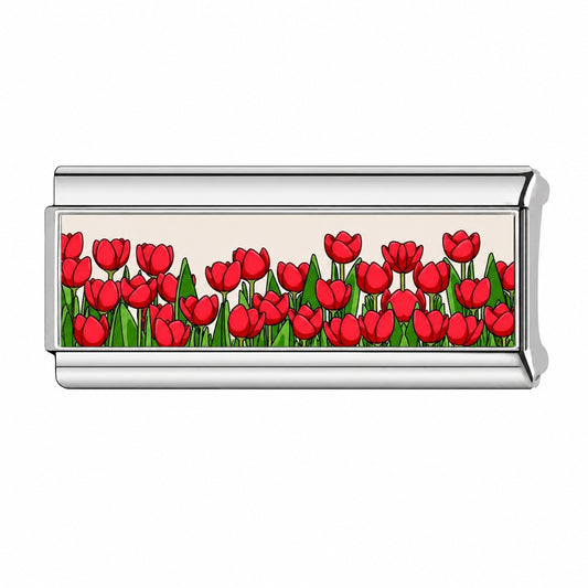 Charm Para Brazalete Italiano Doble Rosas