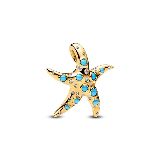 Charm Estrella De Mar Dorada Záfiro
