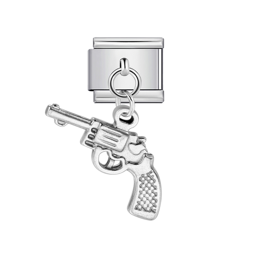 Charm Para Brazalete Italiano Revólver Colgante