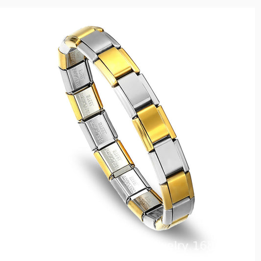 Brazalete Italiano Bicolor Oro Y Plata