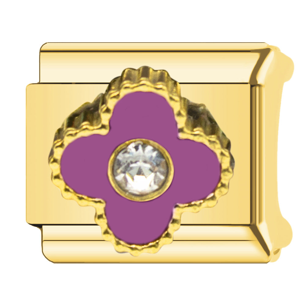 Charm Para Brazalete Italiano Alhambra, 5 motivos Oro Con Perla