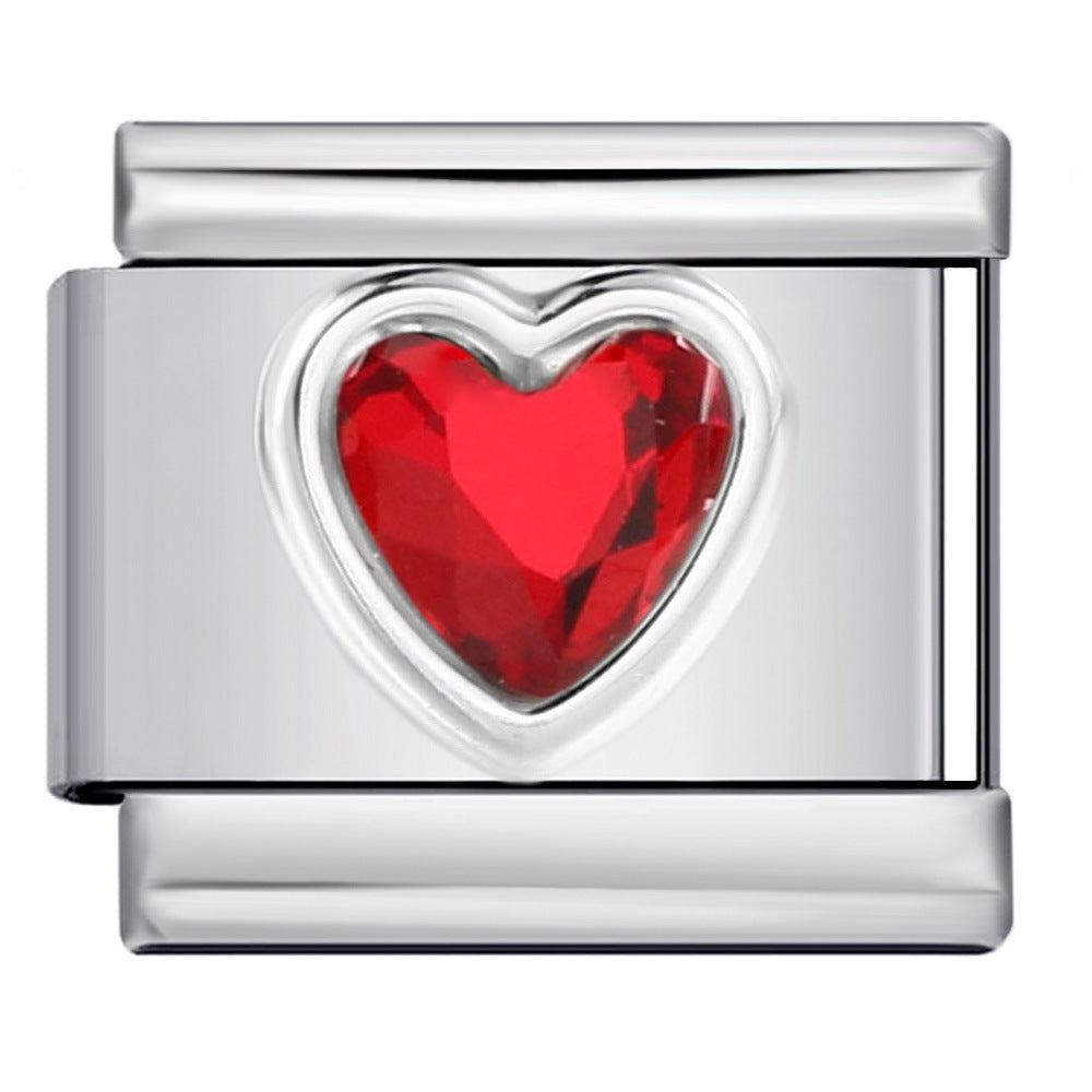 Charm Para Brazalete Italiano Piedra Preciosa Corazón