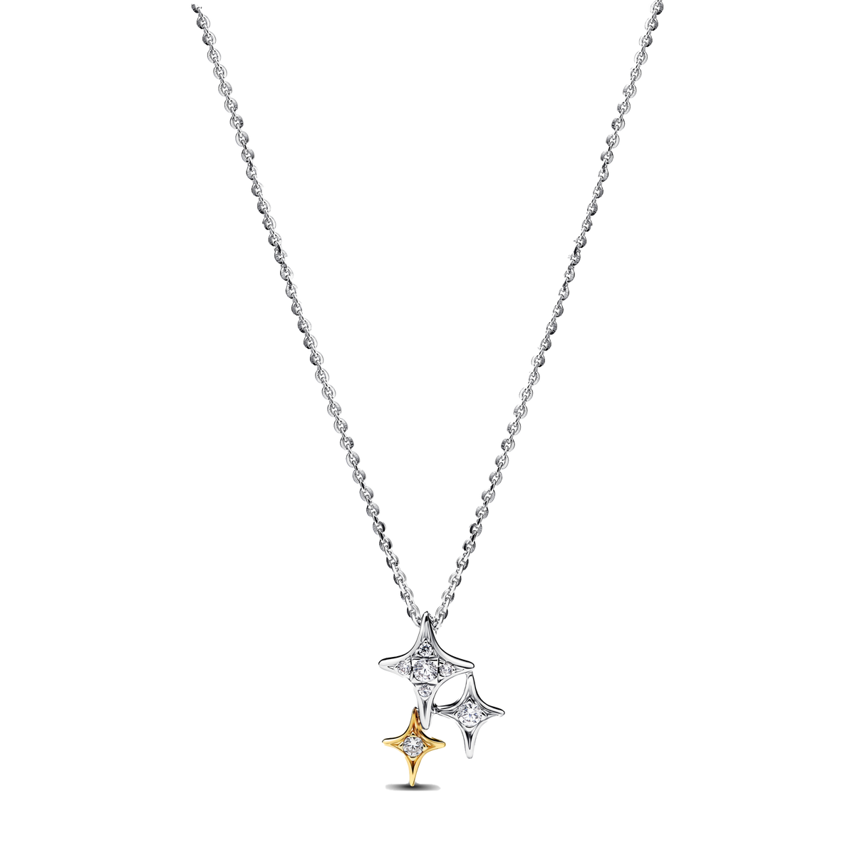 Collar Tres Estrellas Brillantes Dos Tonos