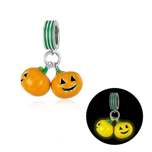 Charm Colgante Doble Calabaza De Halloween / Glow In The Dark