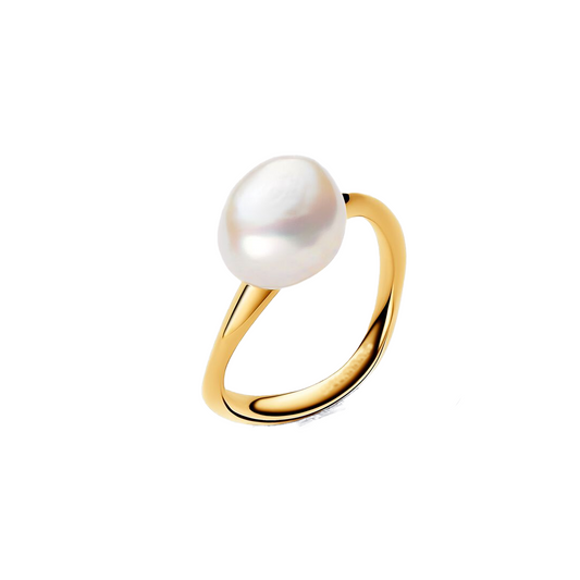 Anillo Dorado Con Perla