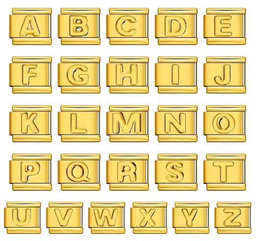 Charm Para Brazalete Italiano Alfabeto A-Z Oro