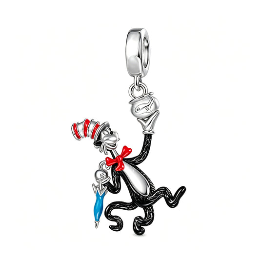 Charm Colgante El Gato Con Sombrero  Y Paraguas Popcat