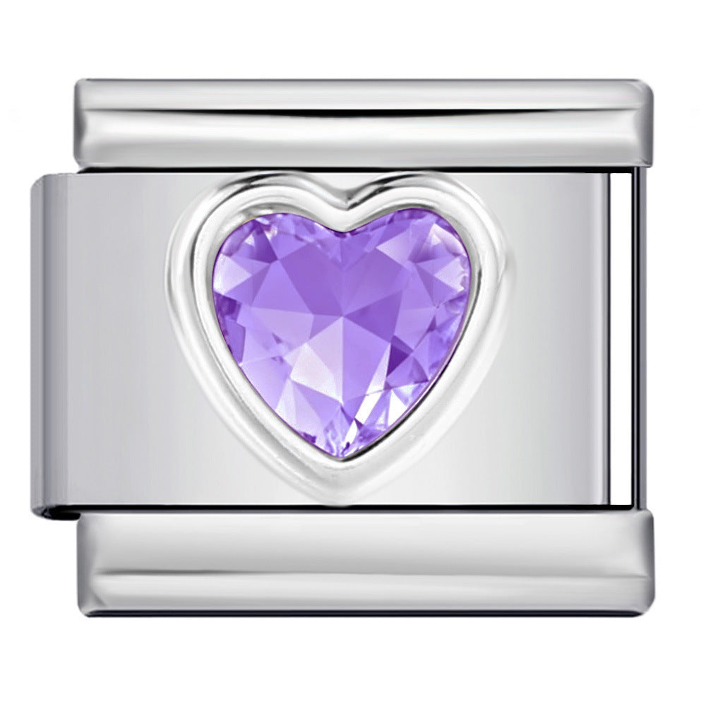 Charm Para Brazalete Italiano Piedra Preciosa Corazón