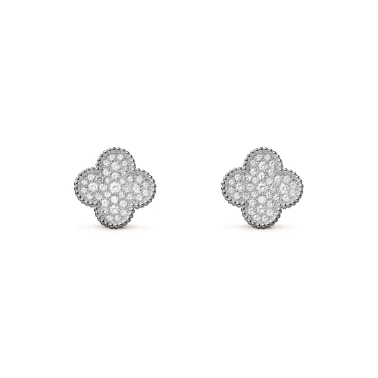 Pendientes De Botón Magic Alhambra, Color Plata, Diamante🍀💎