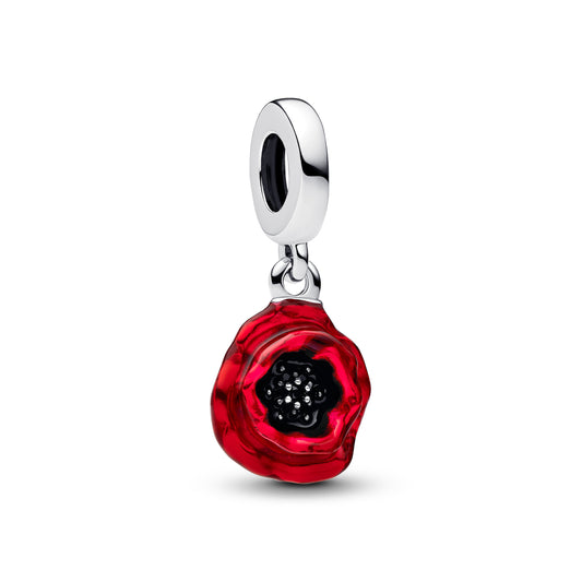 Charm Colgante Flor De Rosa Roja