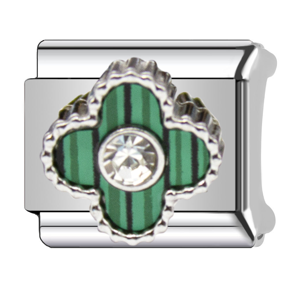 Charm Para Brazalete Italiano Alhambra, 5 motivos Plata Con Perla