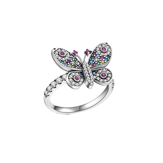 Anillo Mariposa Zirconias Colores Brillantes