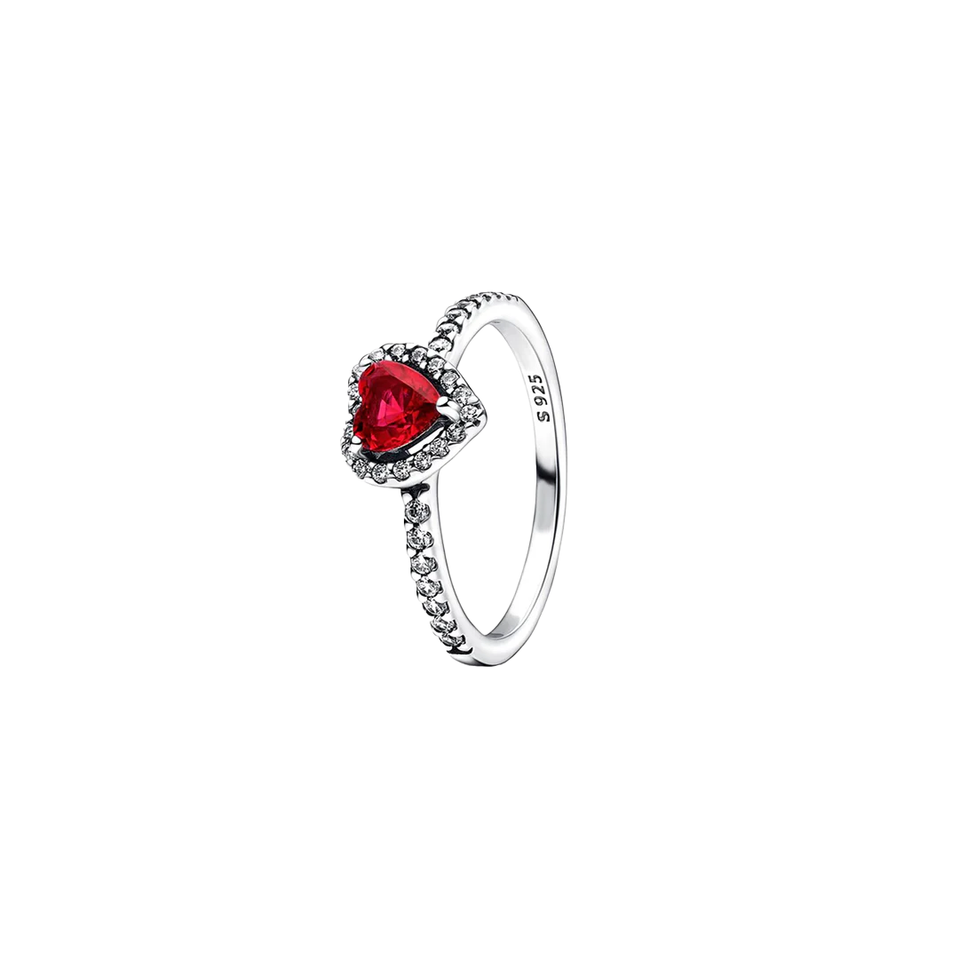 Anillo Corazón Elevado Rojo / Plata / Oro Rosa