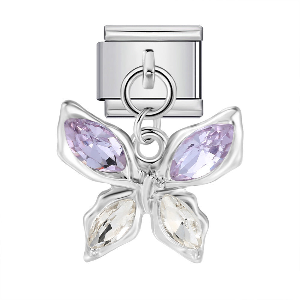 Charm Colgante Para Brazalete Italiano Mariposa Murano