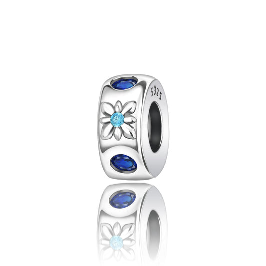 Charm Separador De Gema Floral Azul Elegante
