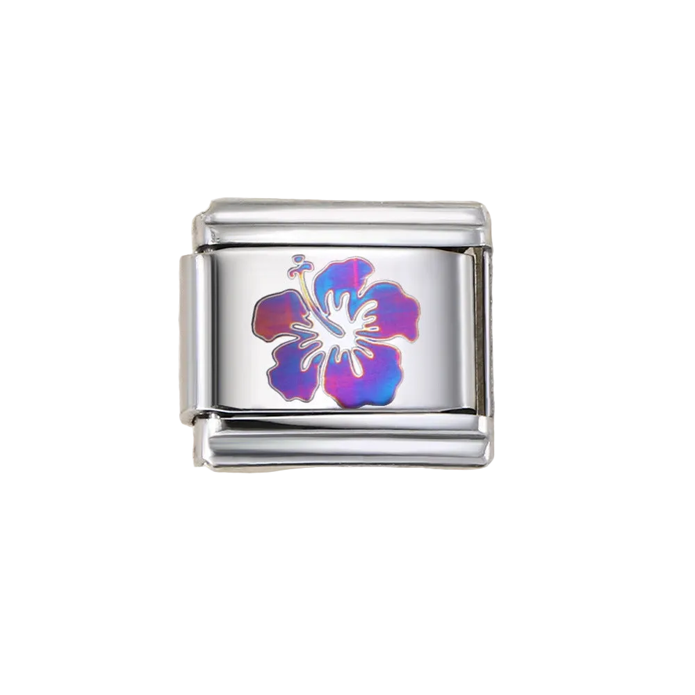 Charm Para Brazalete Italiano Tornasol Flor De Hibisco