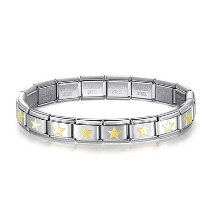 Brazalete Italiano Estrellas Oro / Oro Rosa