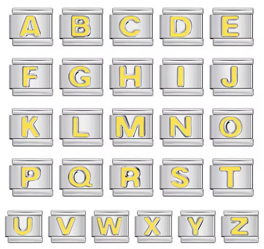 Charm Para Brazalete Italiano Alfabeto A-Z Plata / Oro