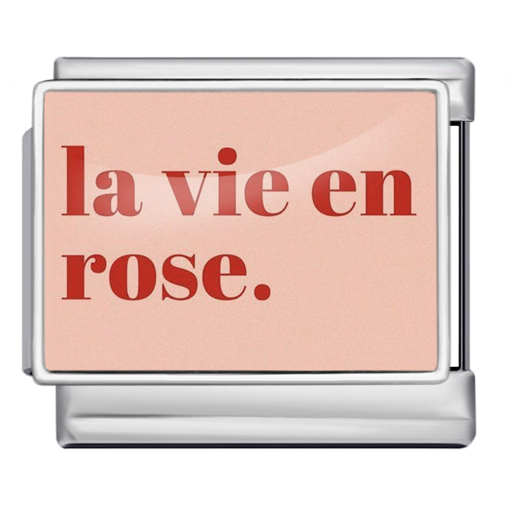Charm Para Brazalete Italiano La Vie En Rose Plata / Oro