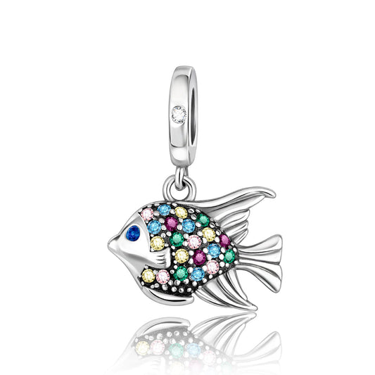 Charm Colgante De Pez Encantador De Piedras Preciosas Coloridas