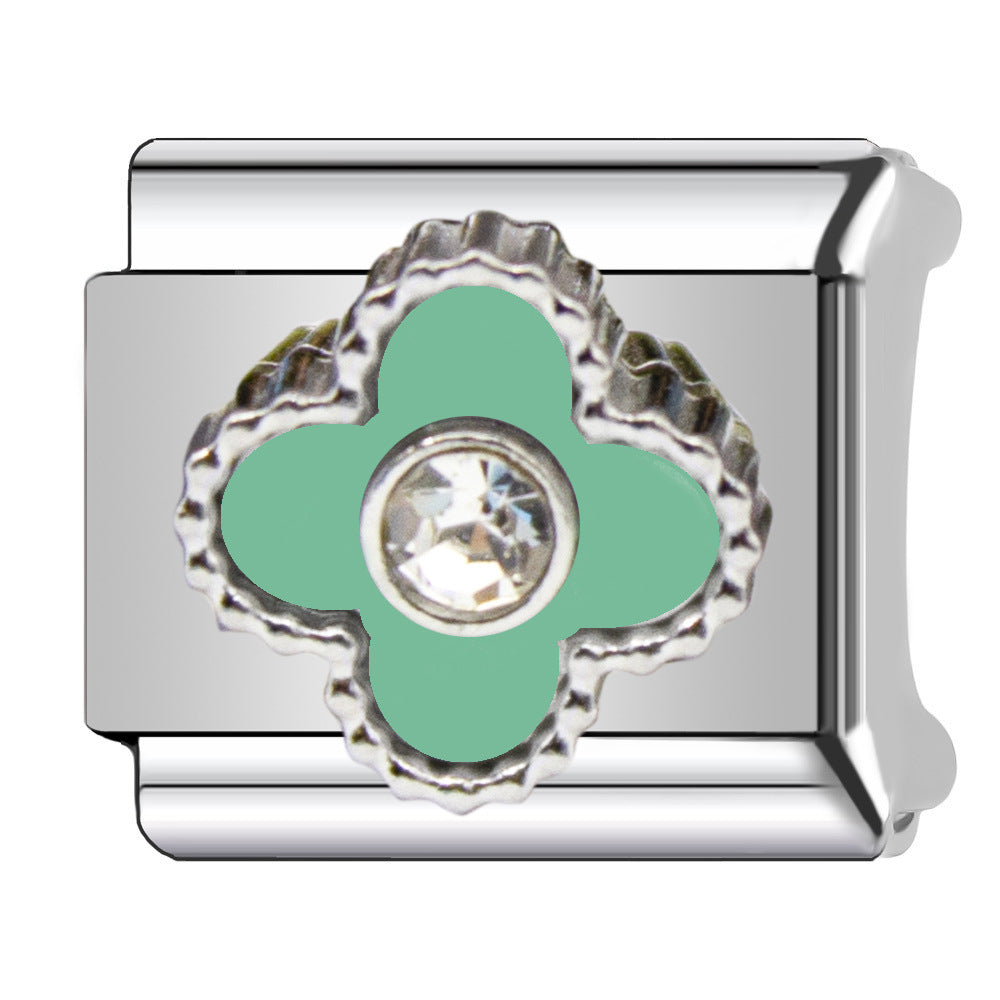Charm Para Brazalete Italiano Alhambra, 5 motivos Plata Con Perla